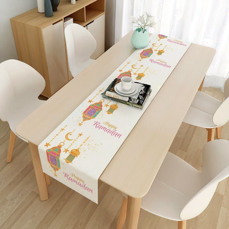 EID Mubarak Table Runner Ramadan Decorations 2023 For Home Tablecloth Ramadan Kareem Eid Al Adha Islamic Muslim Party Decoration