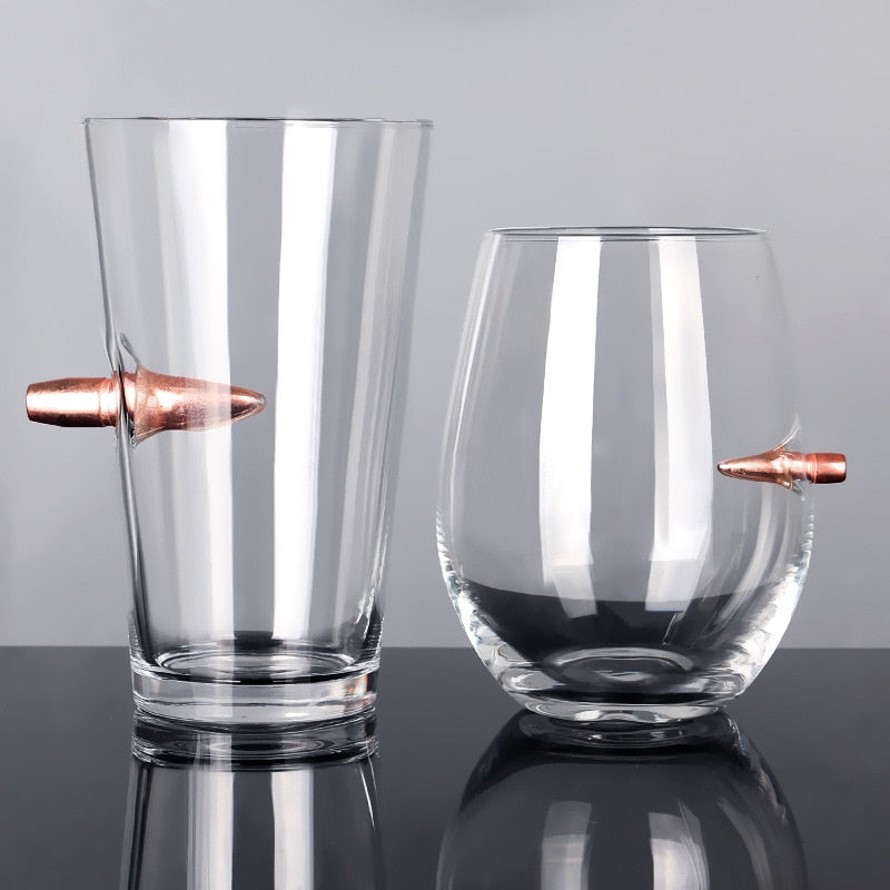 Creative Whisky Beer Water Glass Bar Crystal Bullet Shape Cup Studded Vodka Shot Glasses Unusual Big Beer Mug for Drinking Gift