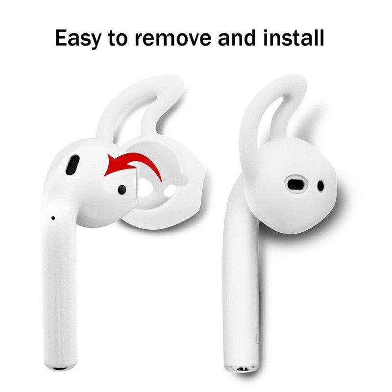 6Pairs In-Ear Soft Silicone Eartips Case Cover for Apple Airpods Protective Ear Pads Earphone Cup Earpads with Anti-slip Earhook