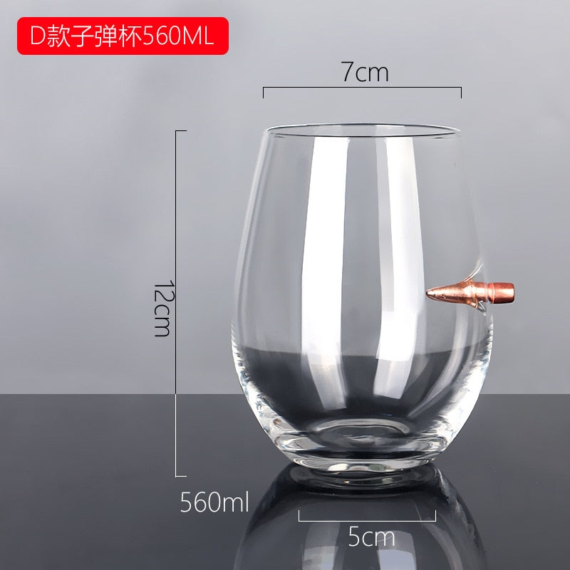 Creative Whisky Glass with Bullet Rum Bar Crystal Cup Studded Warhead Vodka Shot Glasses Unusual Big Beer Mug for Drinking Gift