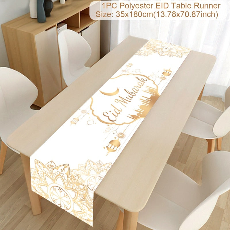 EID Mubarak Table Runner Ramadan Decorations 2023 For Home Tablecloth Ramadan Kareem Eid Al Adha Islamic Muslim Party Decoration