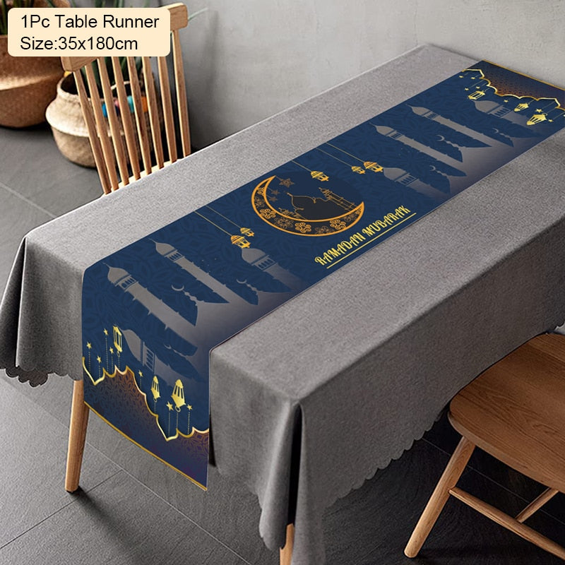 Ramadan Decoration Table Runner EID Mubarak Decor For Home Tablecloth Ramadan Kareem Islamic Muslim Party Eid Al Adha Gifts 2023