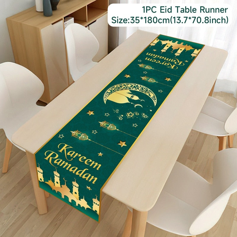 EID Mubarak Table Runner Ramadan Decorations 2023 For Home Tablecloth Ramadan Kareem Eid Al Adha Islamic Muslim Party Decoration