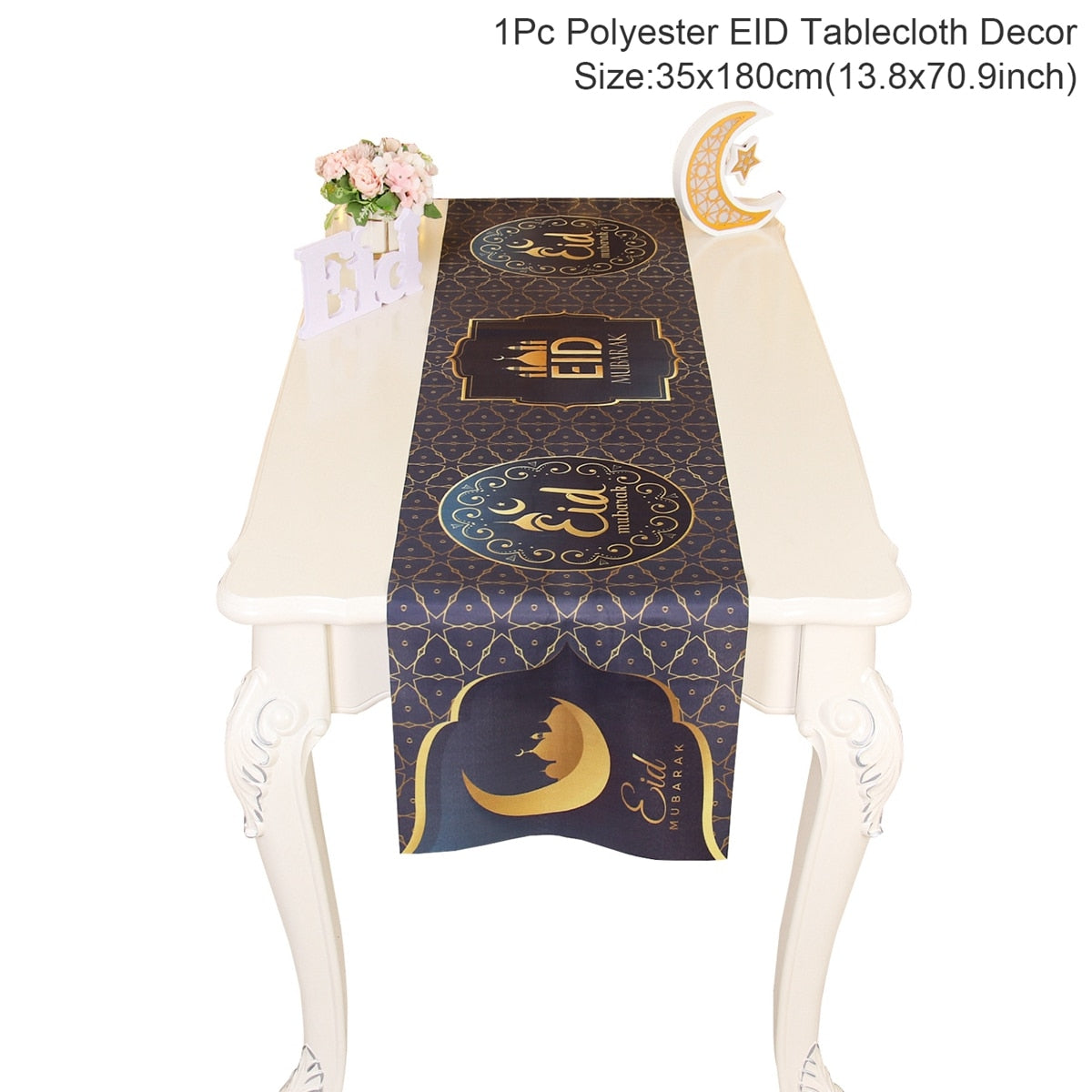 EID Mubarak Table Runner Ramadan Decorations 2023 For Home Tablecloth Ramadan Kareem Eid Al Adha Islamic Muslim Party Decoration