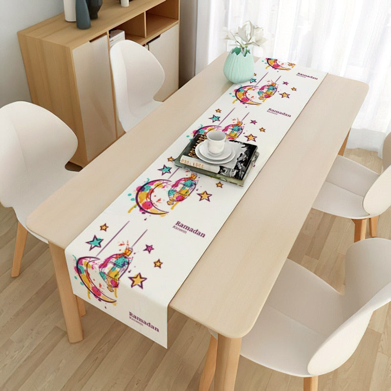 EID Mubarak Table Runner Ramadan Decorations 2023 For Home Tablecloth Ramadan Kareem Eid Al Adha Islamic Muslim Party Decoration