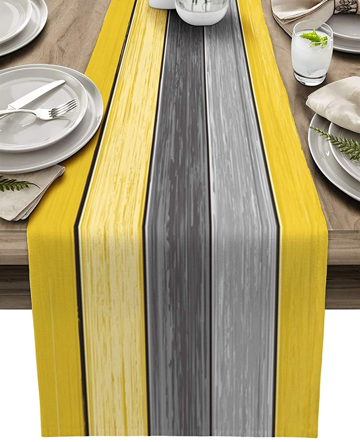 Farmhouse Wood Texture Table Runner Placemats ,Rustic Wedding /Party/ Events Dining Table Decoration Hotel Home Tablecloth