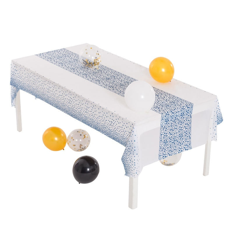 1pc TECHOME Disposable Table Cover Dotted Table Runner Design 54&quot;x108&quot; Waterproof Oilproof Tablecloths for Rectangle Tables