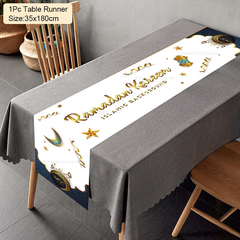 Ramadan Decoration Table Runner EID Mubarak Decor For Home Tablecloth Ramadan Kareem Islamic Muslim Party Eid Al Adha Gifts 2023