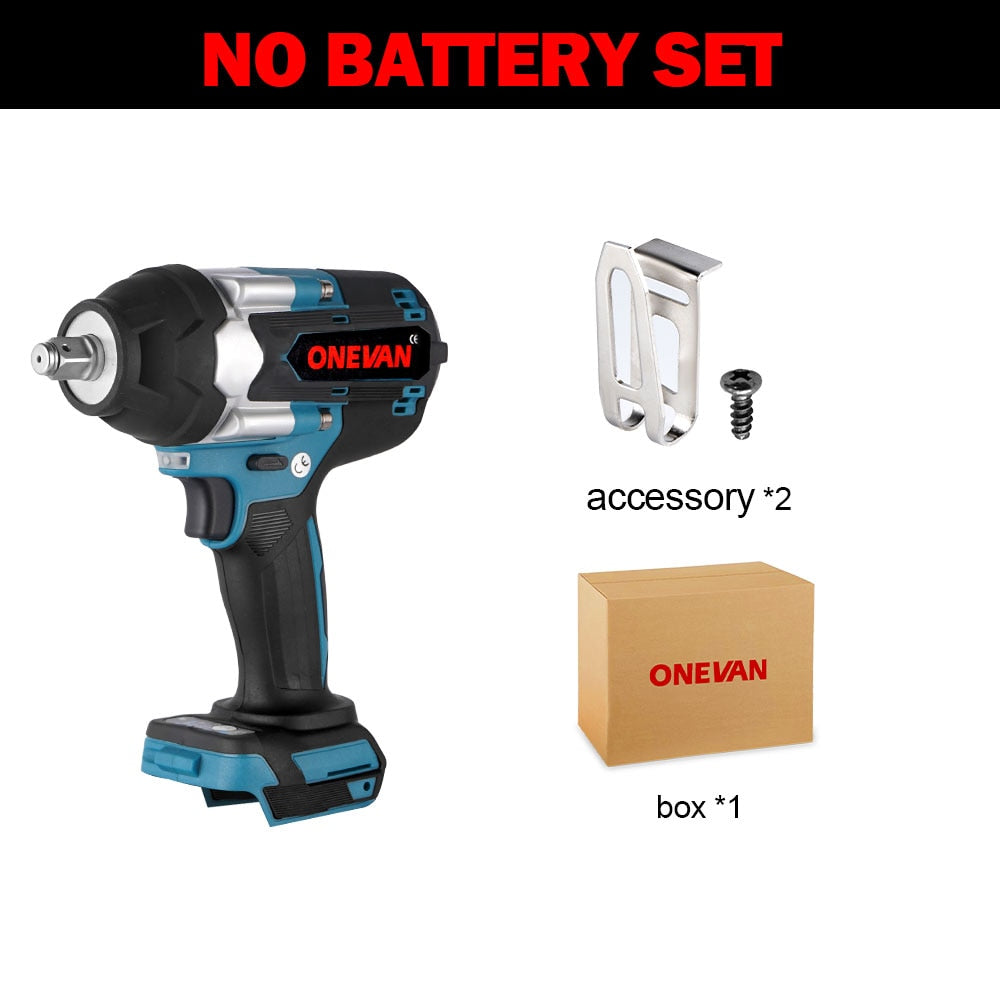 ONEVAN 1800N.M Torque Brushless Electric Impact Wrench with 588VF Battery 1/2&quot; Cordless Wrench Power Tool For Makita 18V Battery