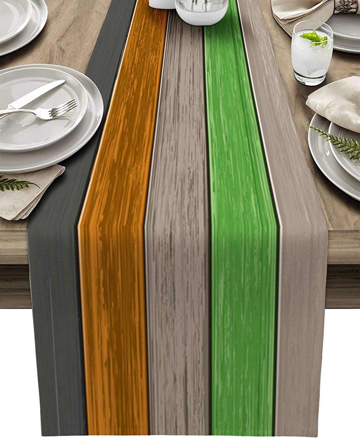 Farmhouse Wood Texture Table Runner Placemats ,Rustic Wedding /Party/ Events Dining Table Decoration Hotel Home Tablecloth