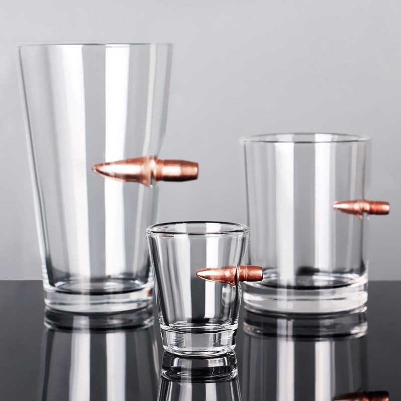 Creative Whisky Beer Water Glass Bar Crystal Bullet Shape Cup Studded Vodka Shot Glasses Unusual Big Beer Mug for Drinking Gift