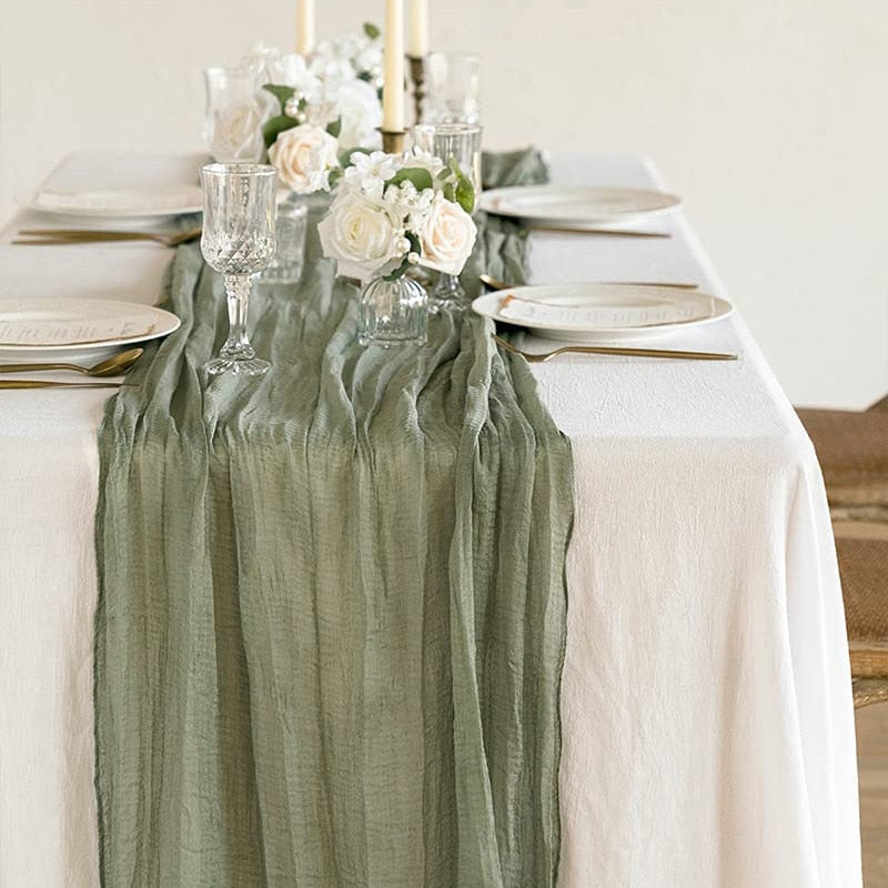 Gauze Table Runner Dinning Table Decoration 90*300CM Rustic Country Boho Beach Wedding Party Table Decor Christmas Table Runners