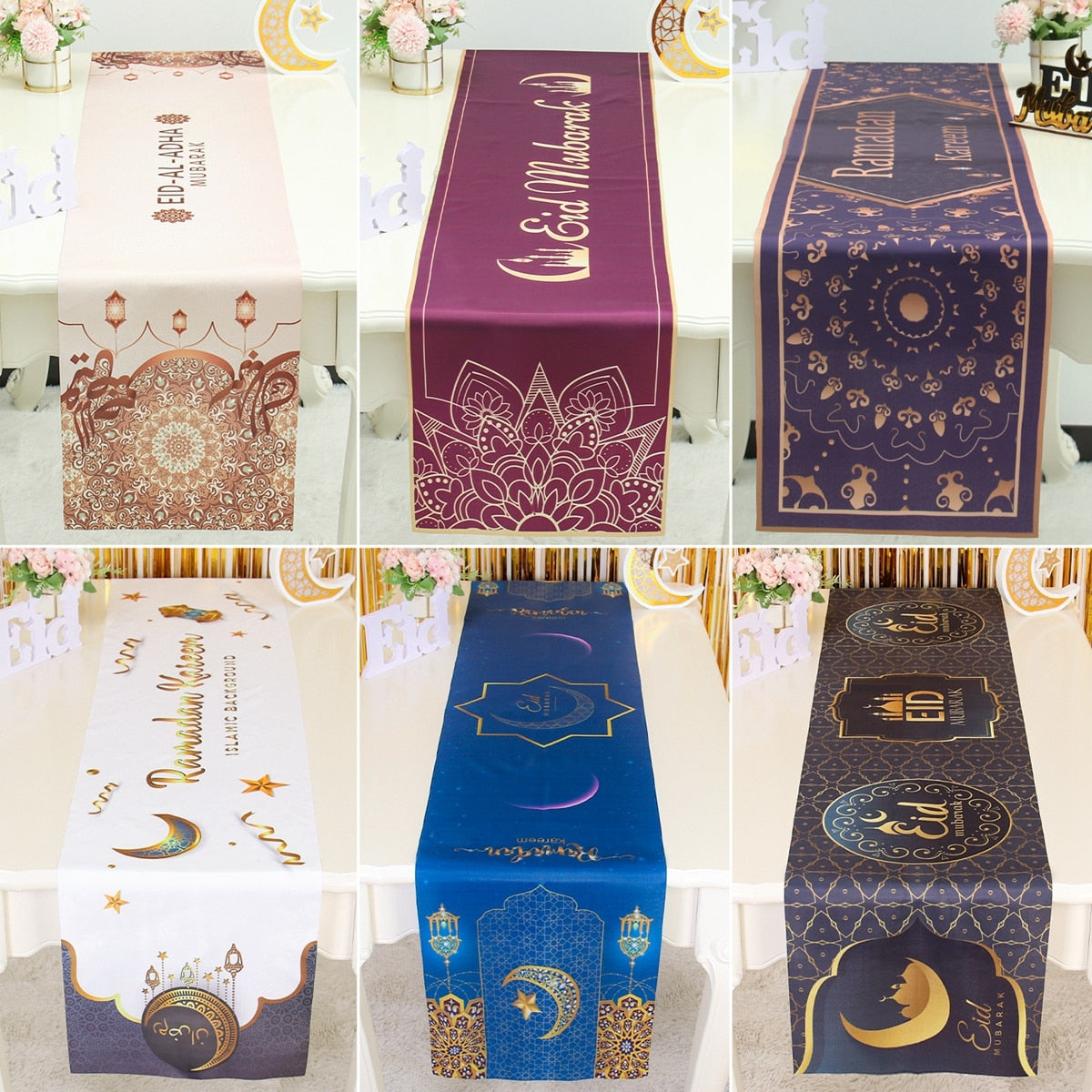 EID Mubarak Table Runner Ramadan Decorations 2023 For Home Tablecloth Ramadan Kareem Eid Al Adha Islamic Muslim Party Decoration