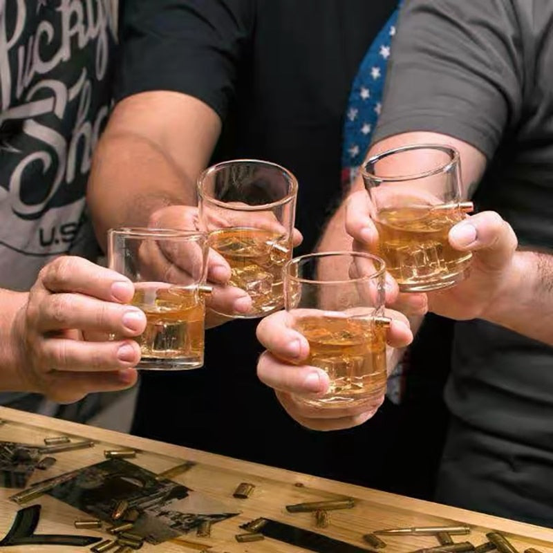 Creative Whisky Glass with Bullet Rum Bar Crystal Cup Studded Warhead Vodka Shot Glasses Unusual Big Beer Mug for Drinking Gift