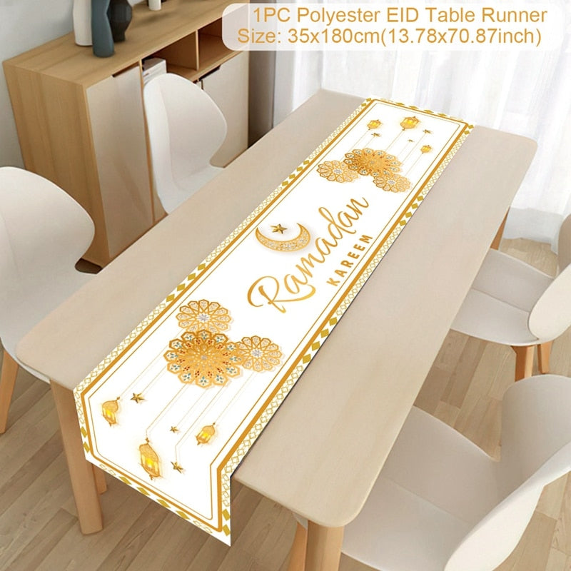 Ramadan Decoration Table Runner EID Mubarak Decor For Home Tablecloth Ramadan Kareem Islamic Muslim Party Eid Al Adha Gifts 2023