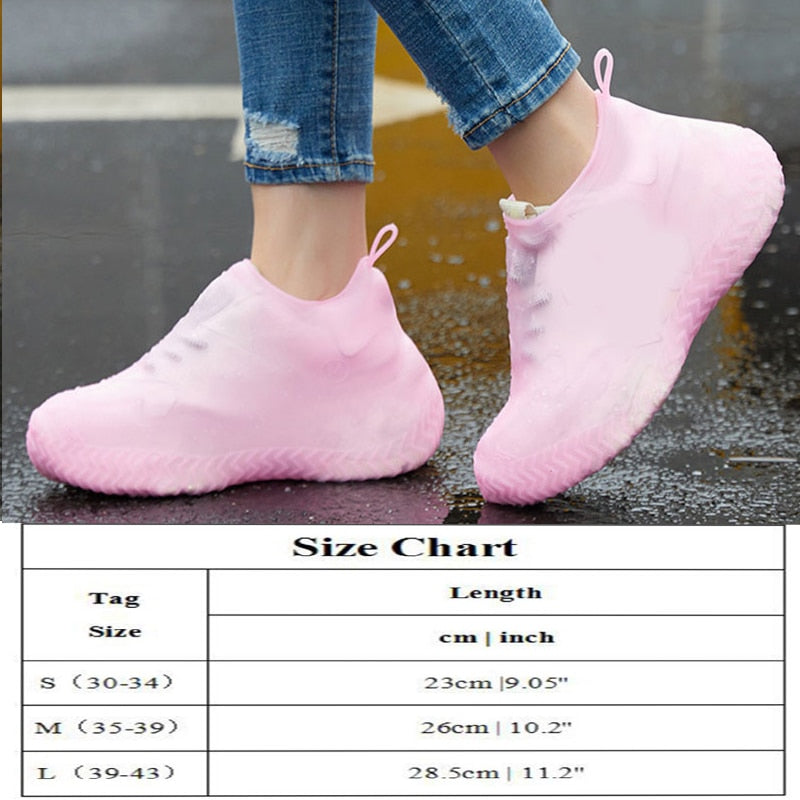 1Pair Reusable Waterproof Rain Shoes Covers Silicone Outdoor Rain Boot Overshoes Walking Shoes Accessories Reusable Shoe Cover