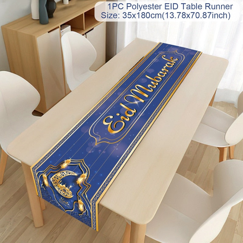 EID Mubarak Table Runner Ramadan Decorations 2023 For Home Tablecloth Ramadan Kareem Eid Al Adha Islamic Muslim Party Decoration