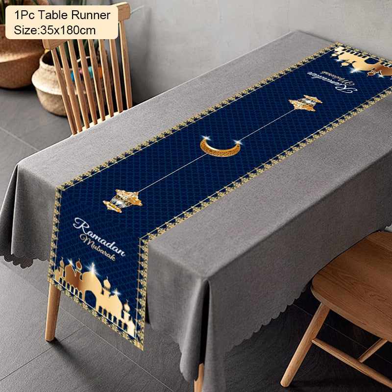 Ramadan Decoration Table Runner EID Mubarak Decor For Home Tablecloth Ramadan Kareem Islamic Muslim Party Eid Al Adha Gifts 2023