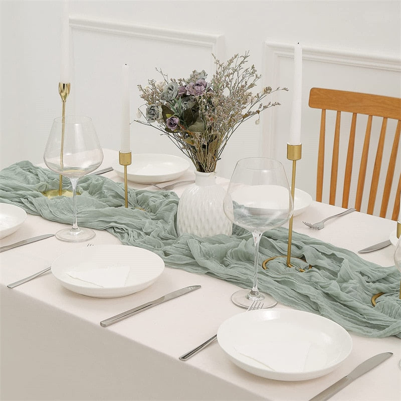 Gauze Table Runner Dinning Table Decoration 90*300CM Rustic Country Boho Beach Wedding Party Table Decor Christmas Table Runners