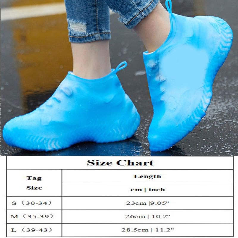 1Pair Reusable Waterproof Rain Shoes Covers Silicone Outdoor Rain Boot Overshoes Walking Shoes Accessories Reusable Shoe Cover