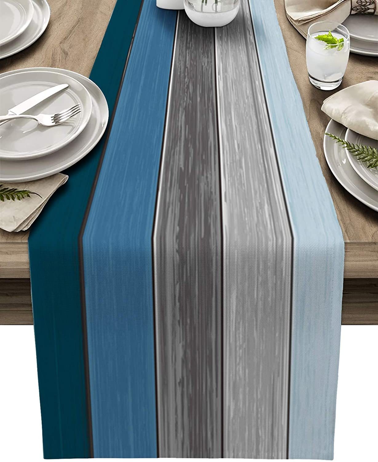 Farmhouse Wood Texture Table Runner Placemats ,Rustic Wedding /Party/ Events Dining Table Decoration Hotel Home Tablecloth