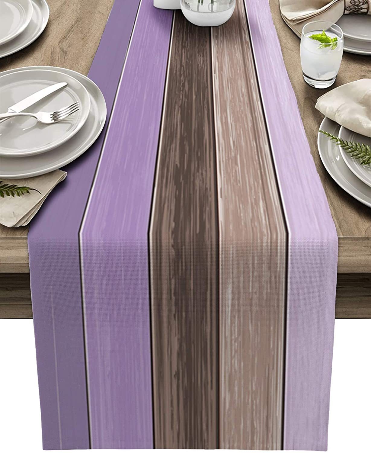 Farmhouse Wood Texture Table Runner Placemats ,Rustic Wedding /Party/ Events Dining Table Decoration Hotel Home Tablecloth