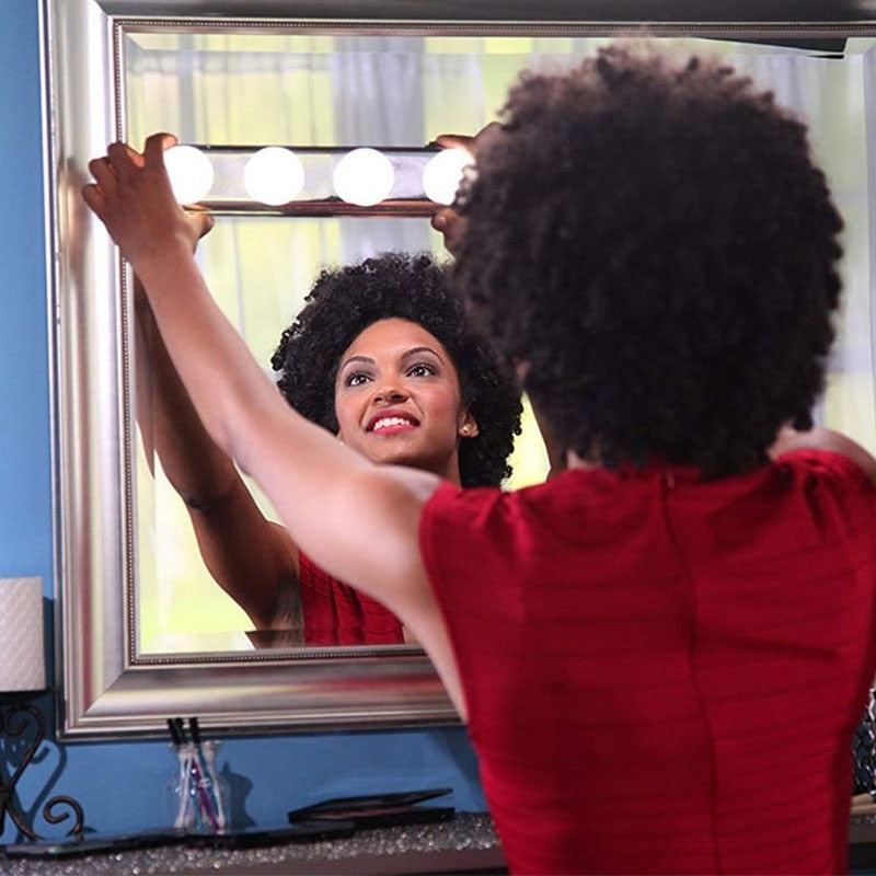 1Pc Portable 4 LED Bulbs Makeup Mirror Light Wall-mounted Battery Powered Dressing Table Vanity Lamp