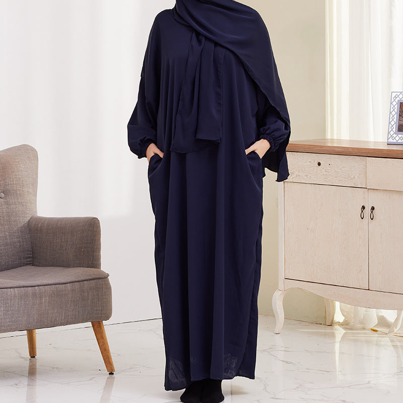 XG2057 Cross-border women's dress Middle East Türkiye with turban robe dress