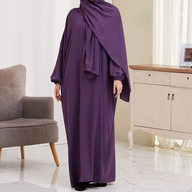 XG2057 Cross-border women's dress Middle East Türkiye with turban robe dress