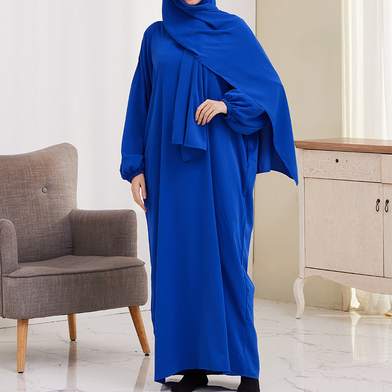 XG2057 Cross-border women's dress Middle East Türkiye with turban robe dress