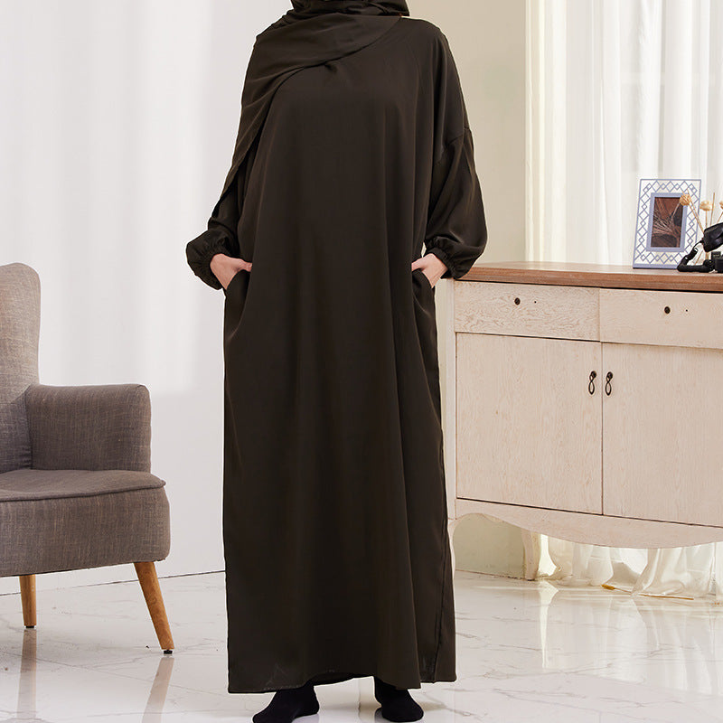 XG2057 Cross-border women's dress Middle East Türkiye with turban robe dress