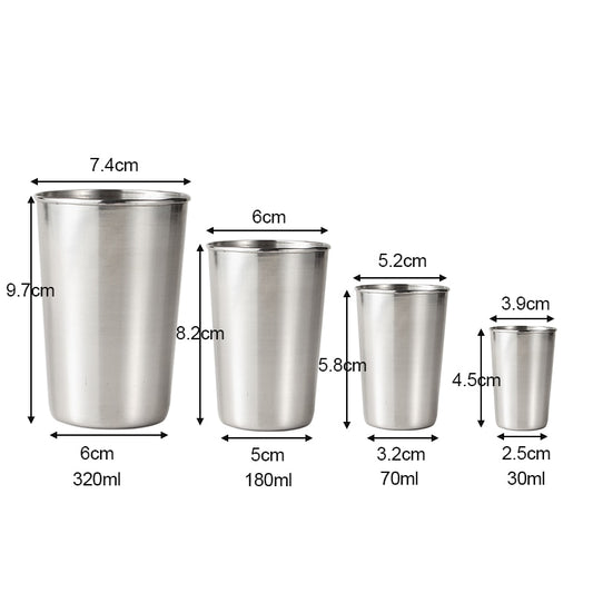 Drinking Glass Stainless Steel Cup Shot Glasses Cups Tumblers Wine Beer Whiskey Mugs Outdoor Travel Cup 30ml/70ml/180ml/320ml