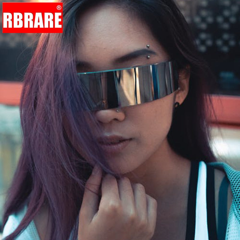 RBRARE مضحك مستقبلية التفاف حول أحادية زي النظارات الشمسية قناع الجدة نظارات هالوين خاتم حفلة الديكور نظارات