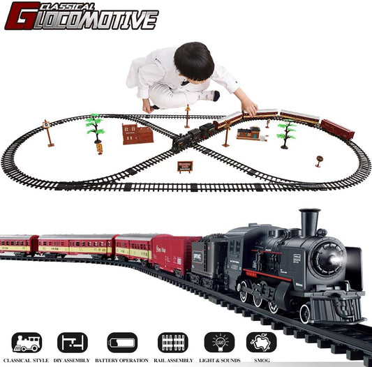 Elektrikli noel tren oyuncak seti araba demiryolu parça buharlı lokomotif motor Diecast Model eğitici oyun erkek çocuk oyuncakları çocuklar için