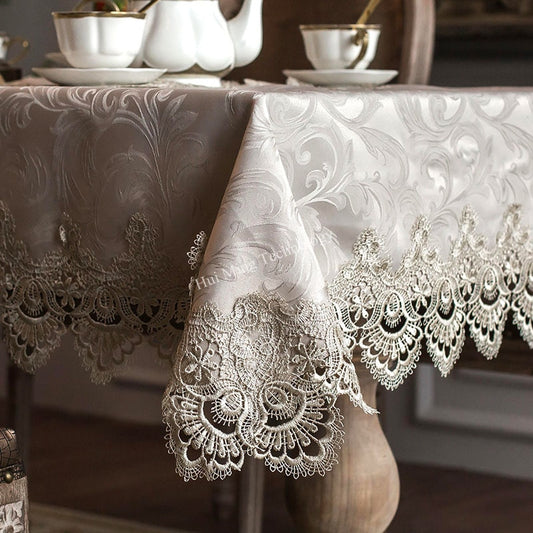 Tablecloth Little Gray Europe Luxury Embroidered Table Dining  Table Cover Cloth Lace Coffee Table Flag Cushion Cover Set
