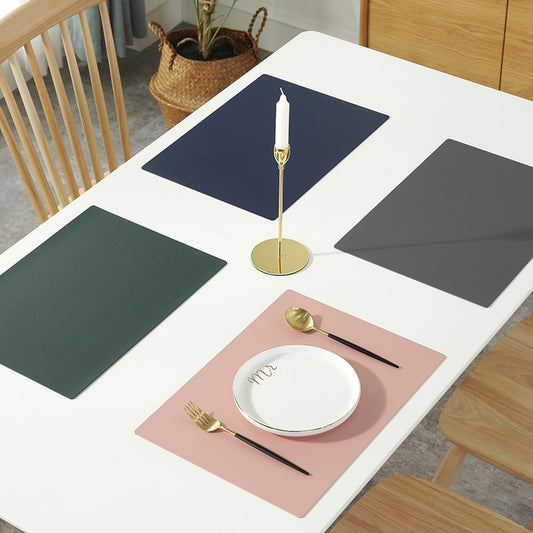 Rectangular Table Mat PU Leather Placemat  Waterproof Greaseproof  Pad Kitchen for Dining Anti-Scalding Insulation