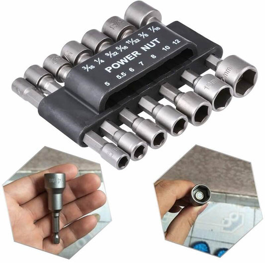 14pcs Power Nut Driver Drill Bit Set 5-12mm Hexagonal Shank Hex Nut Socket 1/4&quot; Screw Metric Driver Tool Set Adapter Drill Bit