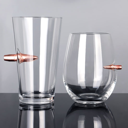 Creative Whisky Glass with Bullet Rum Bar Crystal Cup Studded Warhead Vodka Shot Glasses Unusual Big Beer Mug for Drinking Gift